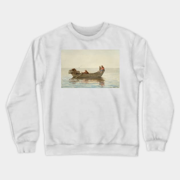 Three Boys in a Dory with Lobster Pots by Winslow Homer Crewneck Sweatshirt by Classic Art Stall